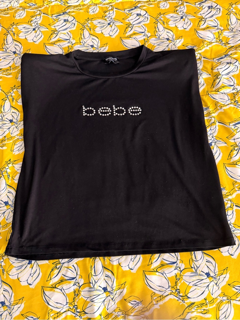 bebe Black Rhinestone Detail Top